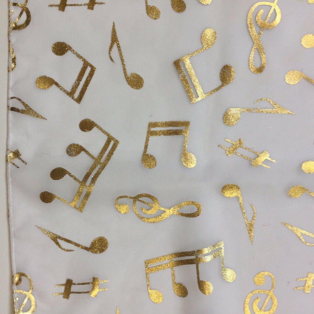 Gold Musical Notes Print Square Scarf Bandana 20"
